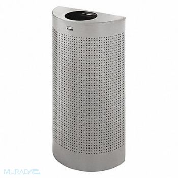 RUBBERMAID COMMERCIAL PRODUCTS Trash Can Half Round 12 gal Silver, 2KDT5