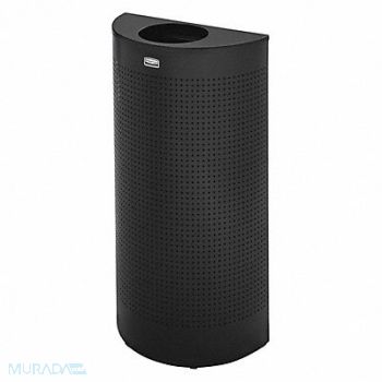 RUBBERMAID COMMERCIAL PRODUCTS Trash Can Half Round 12 gal Black, 2KDT6