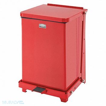 RUBBERMAID COMMERCIAL PRODUCTS STEP CAN DEFENDERS SQ 15L/4G RED, 2KDU7