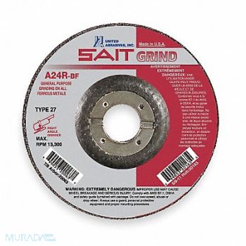 UNITED ABRASIVES-SAIT Depressed Center Wheel T27 9x1/4x7/8 AO, 2KMG8