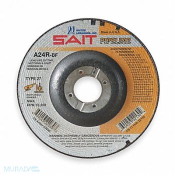 UNITED ABRASIVES-SAIT Depressed Center Wheel T27 9x1/8x7/8 AO, 2KMJ9