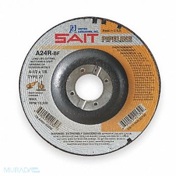 UNITED ABRASIVES-SAIT Depressed Center Whl T27 4.5x1/8x7/8 ZA, 2KMK1