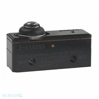 OMRON Snap Swch 15A SPDT Short Spring Plunger, 2KRL6