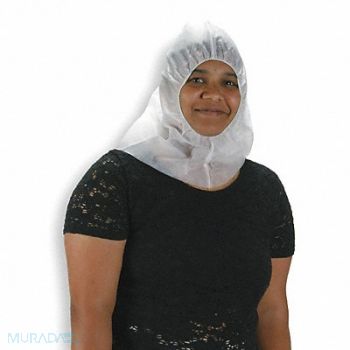 CONDOR Disposable Hood Elastic White PK100, 2KTU1