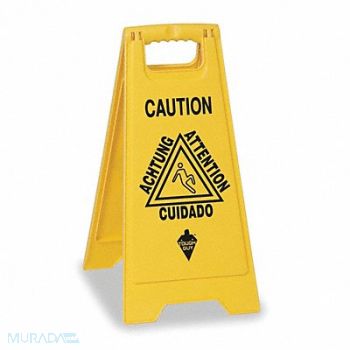 TOUGH GUY Floor Sign Yellow Polypropylene 24 in H, 2LEA8