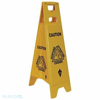 TOUGH GUY Floor Sign Yellow Polypropylene 37 in H, 2LEA9