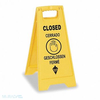TOUGH GUY Floor Sign Yellow Polypropylene 24 in H, 2LEB1