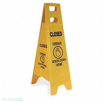 TOUGH GUY Floor Sign Yellow Polypropylene 37 in H, 2LEB2