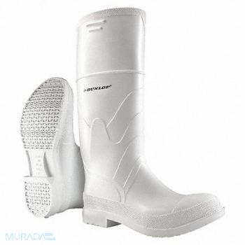DUNLOP Rubber Boot Men s 6 Knee White PR, 34L295