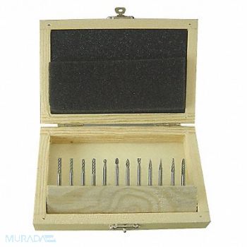 WESTWARD Carbide Bur Set Single Cut 1/8 12pcs, 2LYR7