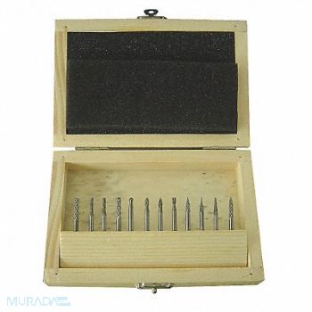 WESTWARD Carbide Bur Set Dbl Cut 1/8 12pcs, 2LYR8
