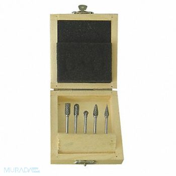 WESTWARD Carbide Bur Set Dbl Cut 1/8 5pcs, 2LYT5