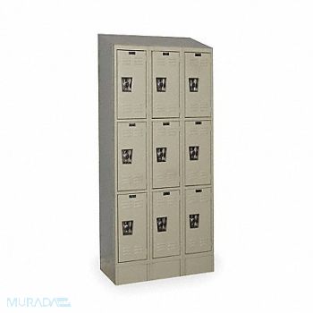 HALLOWELL D4825 Wrdrb Lockr Lvrd 3 Wide 3 Tier Tan, 2LYZ9