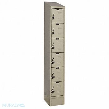 HALLOWELL D4831 Box Lockr Lvred 1 Wide 6 Tier Tan, 2LZA5