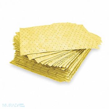 OIL-DRI Absorbent Pad Chem/Hazmat Yellow PK100, 2MRZ6