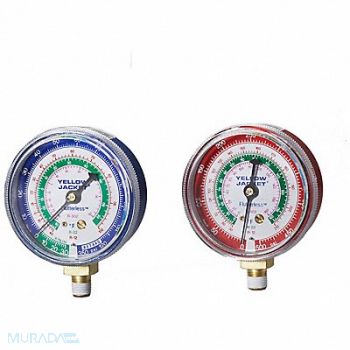 YELLOW JACKET Gauge 2-1/2 In Dia Low Side Blue 120 psi, 2NXD9