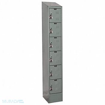 HALLOWELL D4831 Box Locker Louvered 1 Wide 6 Tier Gray, 2PFR1