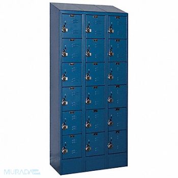 HALLOWELL D4832 Box Lockr Lvred 3 Wide 6 Tier Blue, 2PFU8