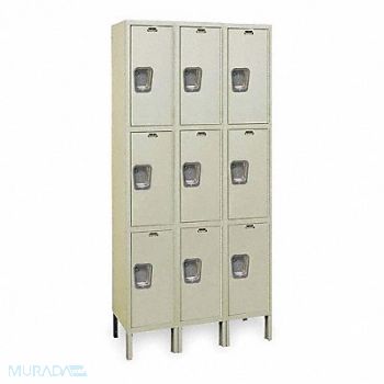 HALLOWELL K4137 Wrdrb Lockr Solid 3 Wide 3 Tier Tan, 2PFZ7