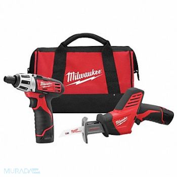 MILWAUKEE Cordless Combination Kit 2 Tools 12V DC, 2PYX9