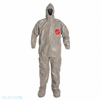 DUPONT Hooded Coverall w/Socks Gray 3XL PK6, 2RKU4