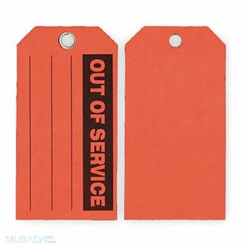 GRAINGER APPROVED Out Of Svce Tag 3 x 5-3/4 In Bk/R PK100, 2RMV3