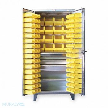 STRONG HOLD Bin Cabinet Slvr 78 x36 x24 110YllwBns, 2RNF2