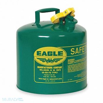 EAGLE Type I Safety Can 5 gal Green 13-1/2In, 2RNY6