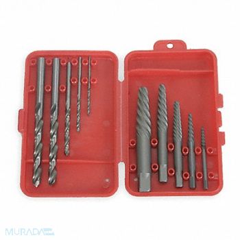 WESTWARD Screw Extractor Set 10pc HCS Case, 2RUR2
