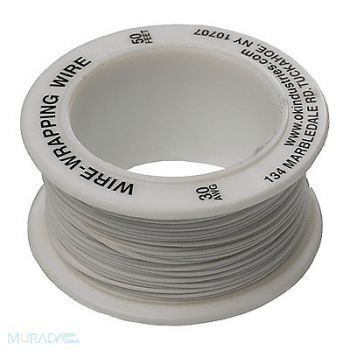 OK INDUSTRIES Wire Wrapping Wire 30 AWG Wht 50ft, 2TDU5
