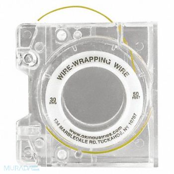 OK INDUSTRIES Wire Wrap Wire w/Disp 30 AWG Yel 50ft, 2TDY4