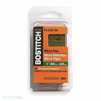 BOSTITCH Headless Pin 23 ga 1-3/16 In PK3000, 2UV96