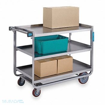 LAKESIDE Utility Cart Stainless Steel 3 Shelves, 2XJJ4