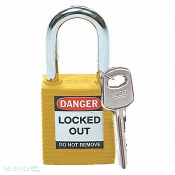 BRADY D1949 Lockout Padlock KD Yellow 1-3/4 H, 2XU63