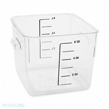 RUBBERMAID COMMERCIAL PRODUCTS Square Storage Container 6 qt Clear, 2YJ89