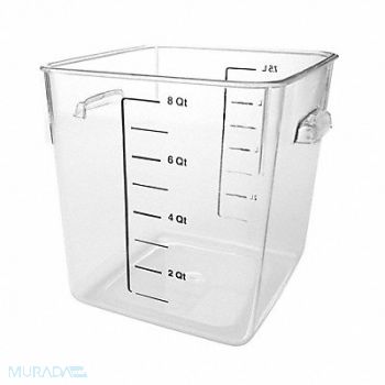 RUBBERMAID COMMERCIAL PRODUCTS Square Storage Container 8 qt Clear, 2YJ90