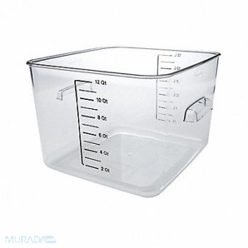 RUBBERMAID COMMERCIAL PRODUCTS Square Storage Container 12 qt Clear, 2YJ91