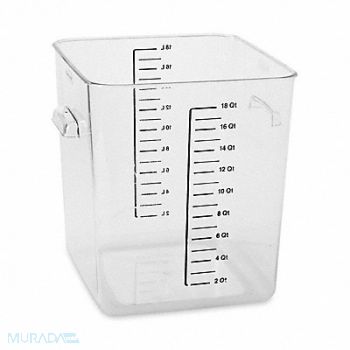 RUBBERMAID COMMERCIAL PRODUCTS Square Storage Container 18 qt Clear, 2YJ92