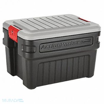 RUBBERMAID Attached Lid Ctr Black/Mica Solid HDPE, 2YU13