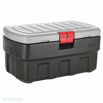 RUBBERMAID Attached Lid Ctr Black/Mica Solid HDPE, 2YU14