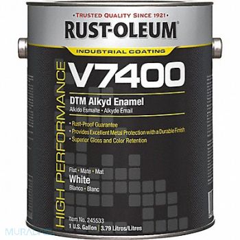 RUST-OLEUM H7157 V7400 Alkyd Enamel Flat White 1 gal., 2ZLJ1