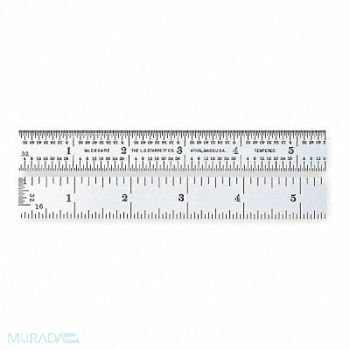 STARRETT Steel Rule End Graduations 6 In 4R Grad, 2ZUV9