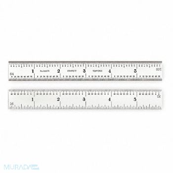 STARRETT Steel Rule Spring Tempered 6 In 7R Grad, 2ZUW5