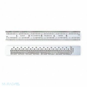 STARRETT Steel Rule Spring Tempered 6 In 10R Grad, 2ZUX1