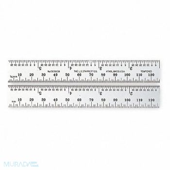 STARRETT Steel Rule 6In Type 36 1 Blank End, 2ZUX3