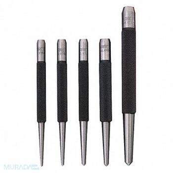 STARRETT Center Punch Set Steel 5 pcs., 2ZVF5