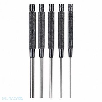 STARRETT Drive Pin Punch Set 5 Pieces Steel, 2ZVJ7