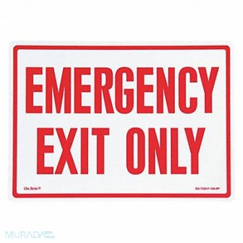 JESSUP GLO BRITE Emergency Exit Only Red On PL 14 x10, 304F56