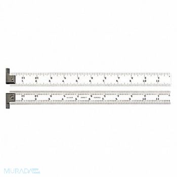 STARRETT Ruler Spring-Tempered Steel 12 L x 1 W, 30A991