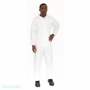 INTERNATIONAL ENVIROGUARD Collared Coverall Elastic White 4XL PK25, 30N450